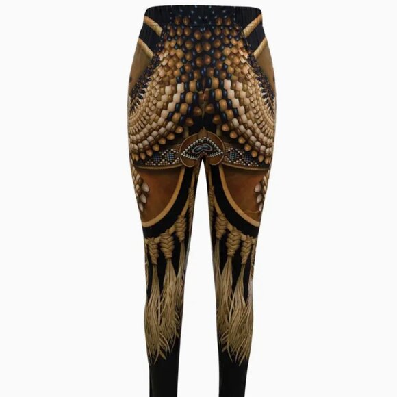 XL(12) Plus Size Boho Owl Leggings, Medium Stretch Skinny Leggings - Picture 2 of 3